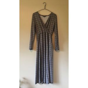 Black/Grey & White Plaid Wrap Dress